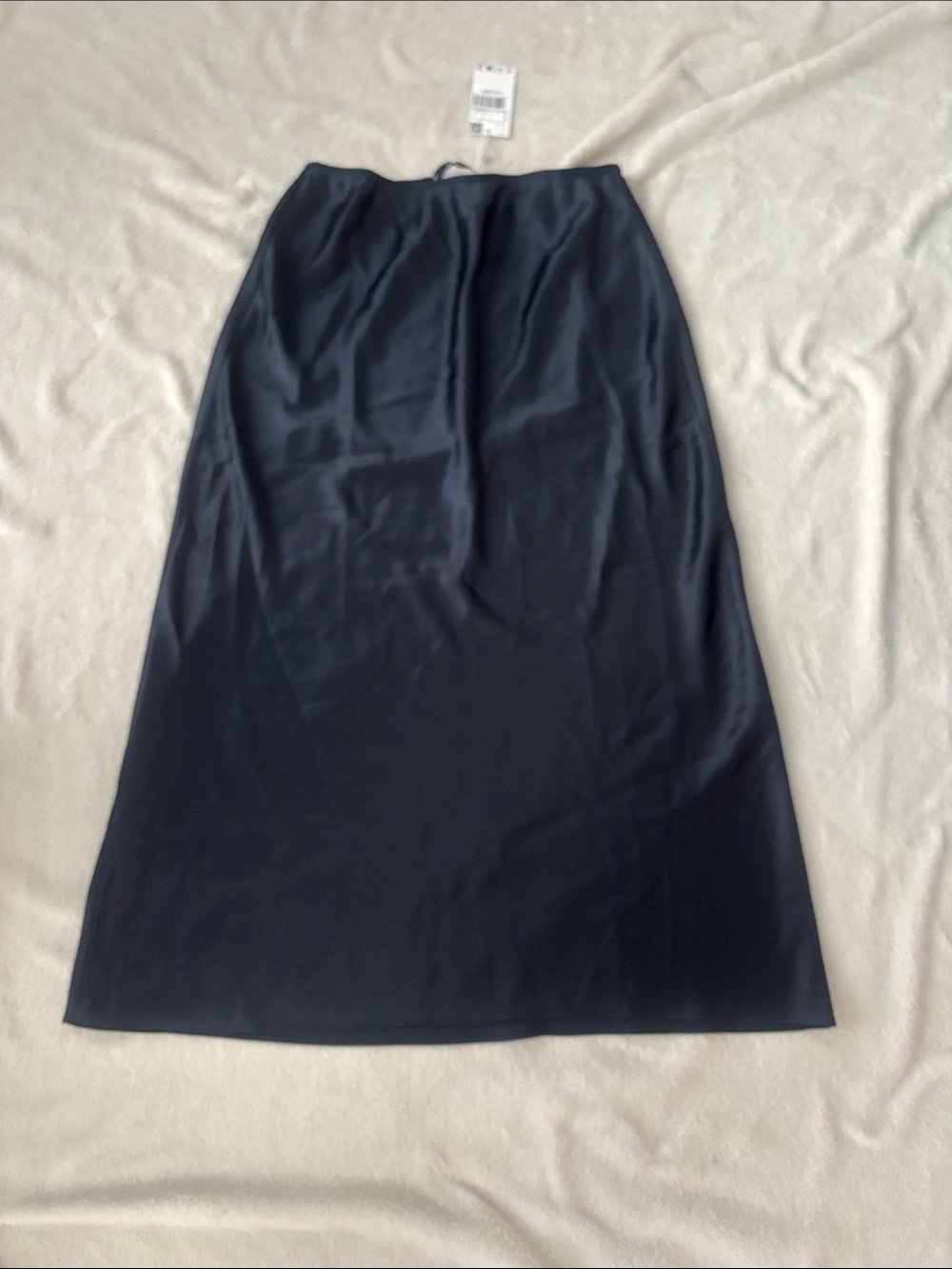Mango Navy Satin Midi Skirt - Size M, Navy